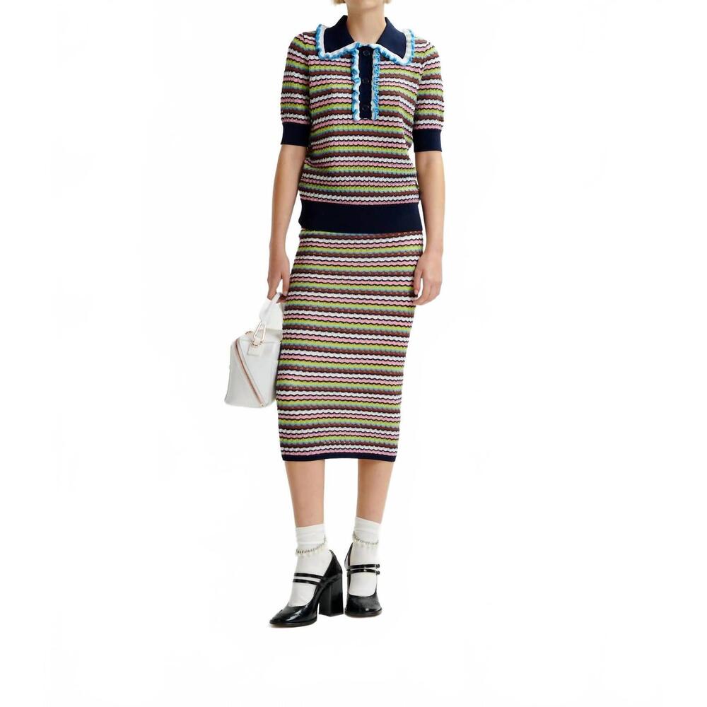 NEW ESSENTIEL ANTWERP himpact striped skirt in off white multi